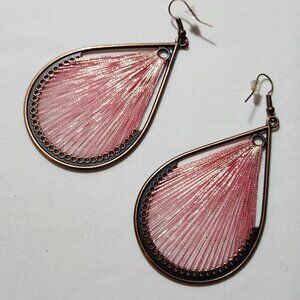 Beautiful boho earrings pink brass tone NWOT